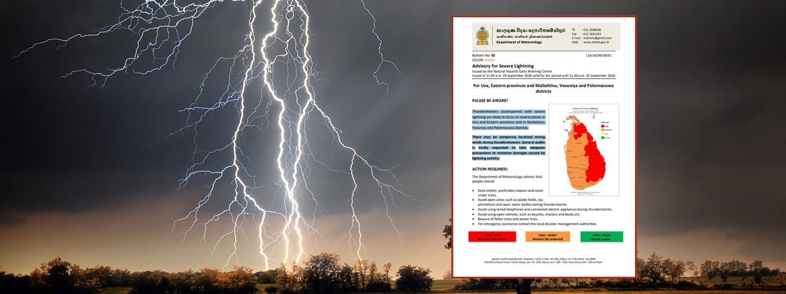 Amber Advisory Issued for Severe Lightning
